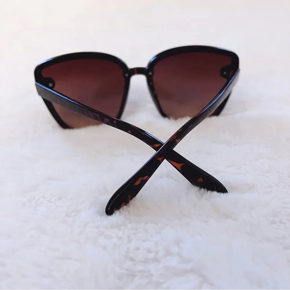 Giselle Black & Brown Oversized Cat Eye Sunglasses